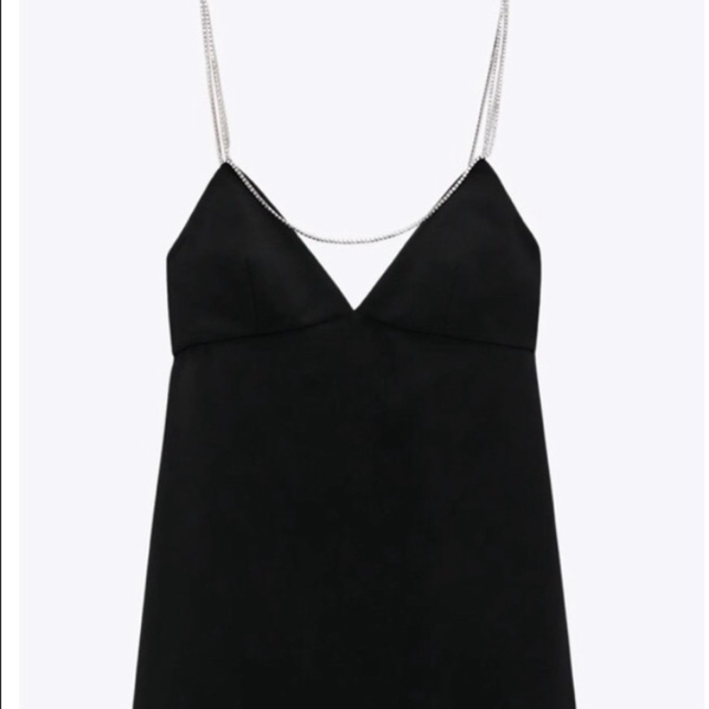 ZARA Black Rhinestone Strap Mini Dress XL Party Cocktail Night Out Dress - Picture 5 of 10